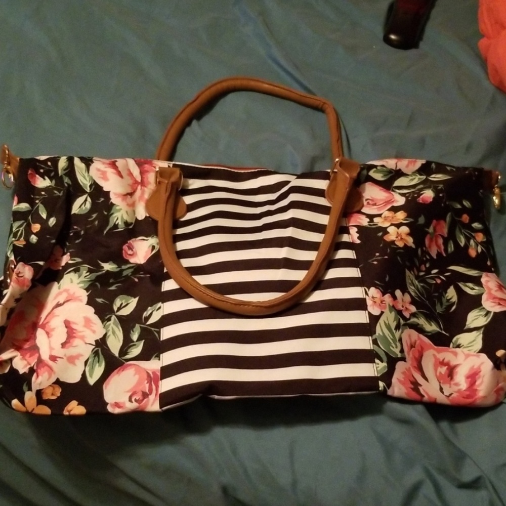 Weekender bag stripe and floral